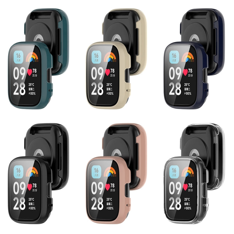 For Redmi Watch 3 Lite PC + Tempered Film Integrated Watch Protective Case(Ink Blue) - Watch Cases by PMC TechLife | Online Shopping South Africa | PMC TechLife | Buy Now Pay Later Mobicred