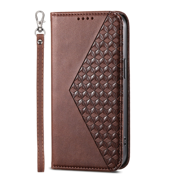 For Xiaomi Redmi 13C Cubic Grid Calf Texture Magnetic Leather Phone Case(Brown) - 13C Cases by PMC TechLife | Online Shopping South Africa | PMC TechLife | Buy Now Pay Later Mobicred