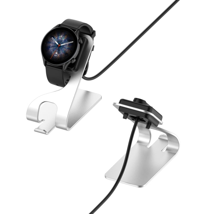 For Amazfit T-Rex Ultra Rotatable Smart Watch Charger Metal Dock Charger Bracket(Silver) - Charger by PMC TechLife | Online Shopping South Africa | PMC TechLife | Buy Now Pay Later Mobicred