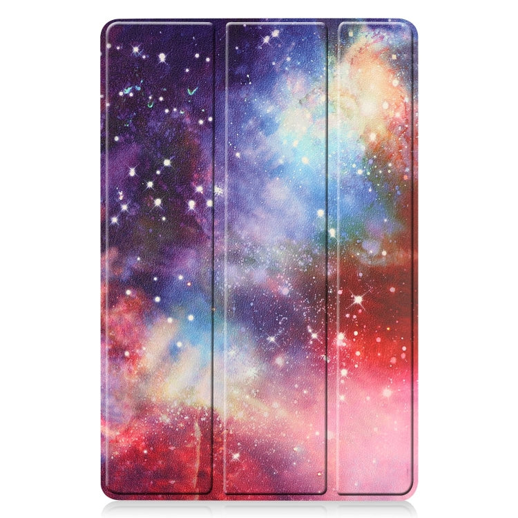 For Samsung Galaxy Tab S9 Custer Painted 3-Fold Holder Smart Leather Tablet Case(Milky Way Nebula) - free shipping - PMC Jewellery - Order now!
