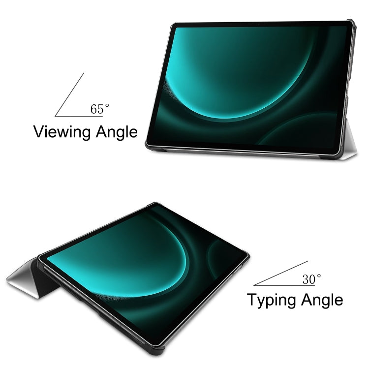 For Samsung Galaxy Tab S9 FE+ Custer Painted 3-Fold Holder Smart Leather Tablet Case(Lazy Cat) - Galaxy Tab S9 FE+ by PMC TechLife | Online Shopping South Africa | PMC TechLife