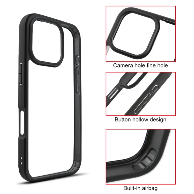 For iPhone 16 Pro Max Frosted TPU + Transparent PC Phone Case(Black) - iPhone 16 Pro Max Cases by PMC TechLife | Online Shopping South Africa | PMC TechLife | Buy Now Pay Later Mobicred