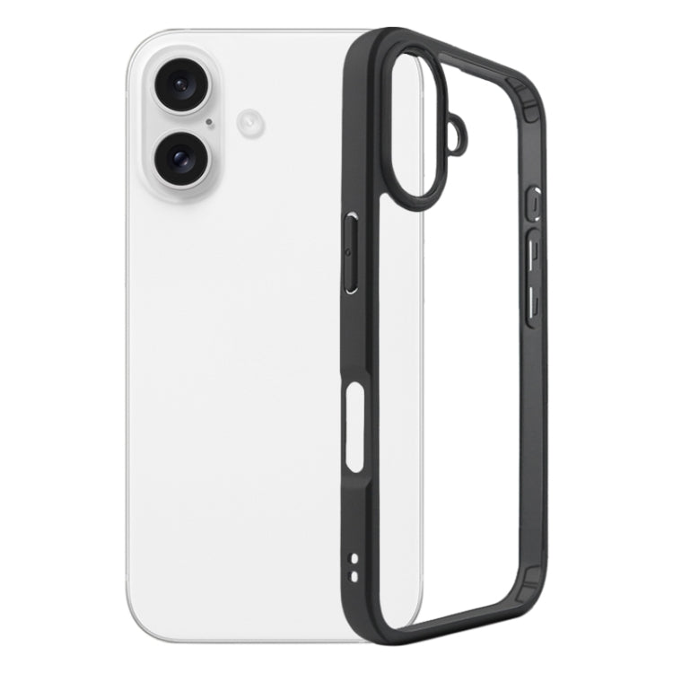 For iPhone 16 Plus Frosted TPU + Transparent PC Phone Case(Black) - iPhone 16 Plus Cases by PMC TechLife | Online Shopping South Africa | PMC TechLife | Buy Now Pay Later Mobicred