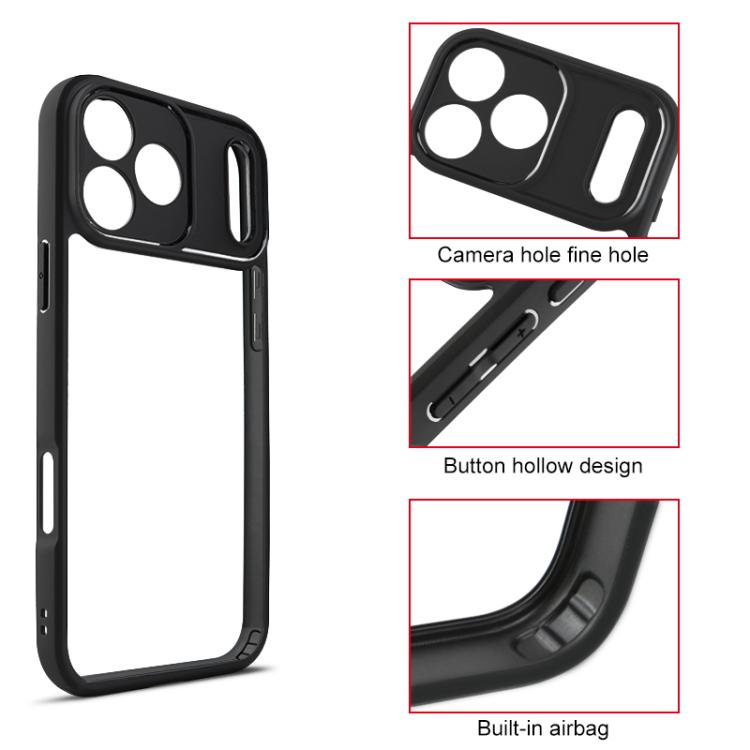 For iPhone 17 Pro Frosted TPU + Transparent PC Phone Case(Black) - free shipping - PMc TechLife - Order now!