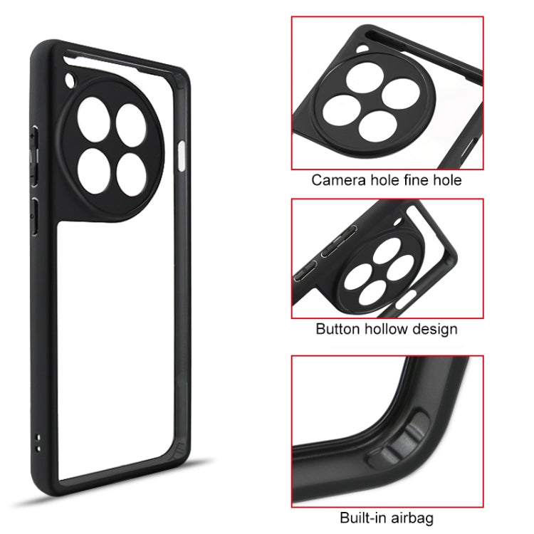 For OnePlus 12 Frosted TPU + Transparent PC Phone Case(Black) - OnePlus Cases by PMC TechLife | Online Shopping South Africa | PMC TechLife