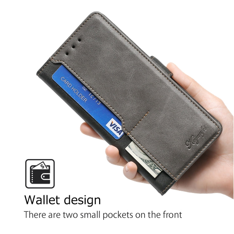 For vivo Y03 4G Contrast Color Side Buckle Leather Phone Case(Black + Grey) - vivo Cases by PMC TechLife | Online Shopping South Africa | PMC TechLife | Buy Now Pay Later Mobicred