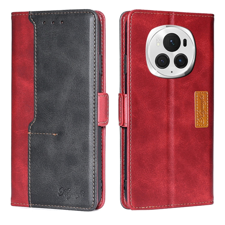 For Honor Magic6 Pro Contrast Color Side Buckle Leather Phone Case(Red + Black) - free shipping - PMC Jewellery - Order now!