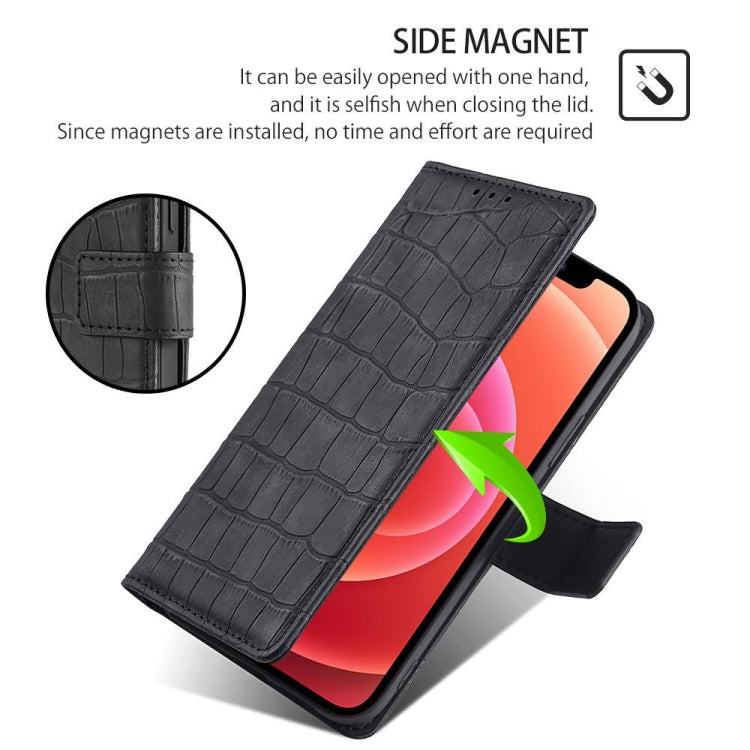 For Honor Magic6 Pro 5G Skin Feel Crocodile Magnetic Clasp Leather Phone Case(Black) - free shipping - PMC Jewellery - Order now!
