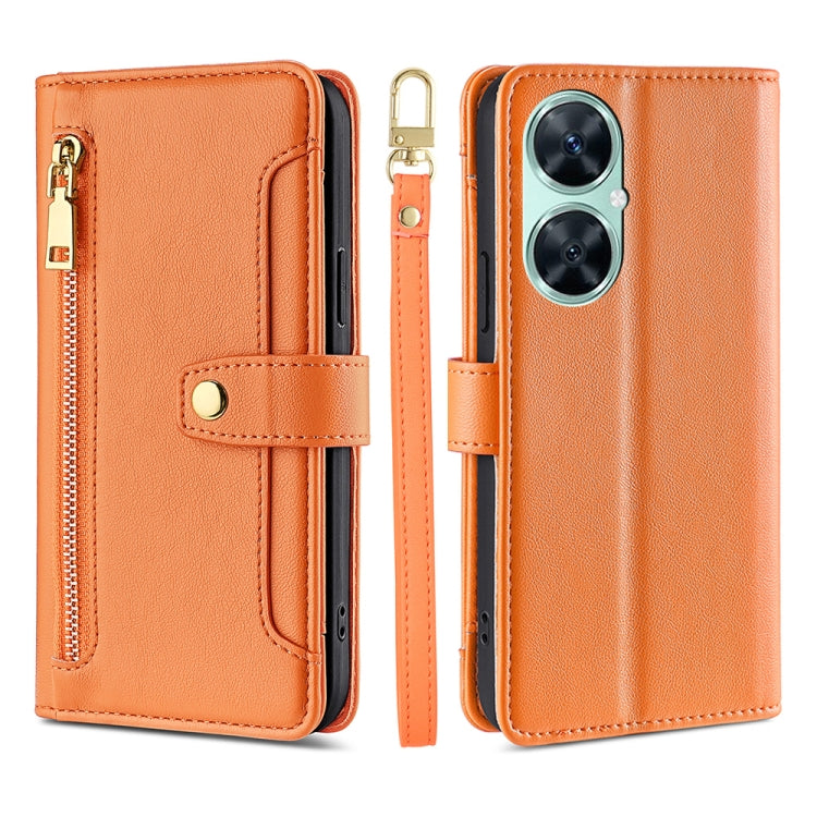For Huawei Enjoy 60 Pro / nova 11i Lite Sheep Texture Cross-body Zipper Wallet Leather Phone Case(Orange) - Huawei Cases by PMC TechLife | Online Shopping South Africa | PMC TechLife | Buy Now Pay Later Mobicred