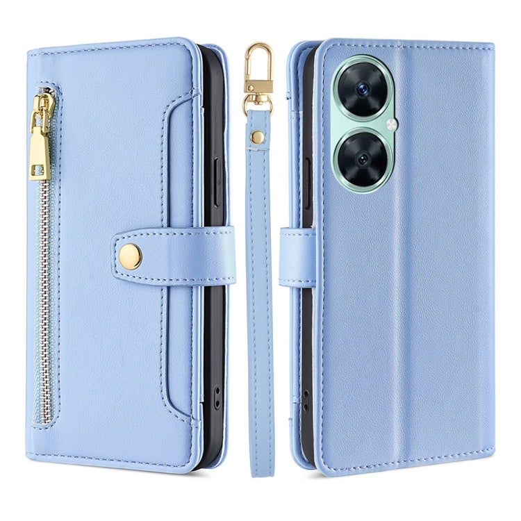 For Huawei Enjoy 60 Pro / nova 11i Lite Sheep Texture Cross-body Zipper Wallet Leather Phone Case(Blue) - Huawei Cases by PMC TechLife | Online Shopping South Africa | PMC TechLife | Buy Now Pay Later Mobicred