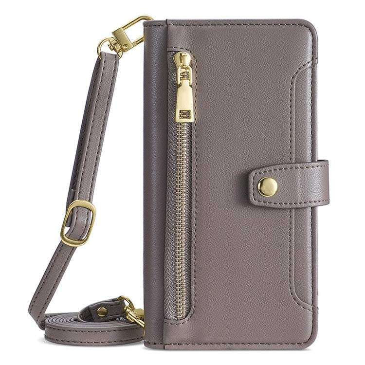 For Huawei Mate 60 Pro / Pro+ Lite Sheep Texture Cross-body Zipper Wallet Leather Phone Case(Grey) - Huawei Cases by PMC TechLife | Online Shopping South Africa | PMC TechLife | Buy Now Pay Later Mobicred