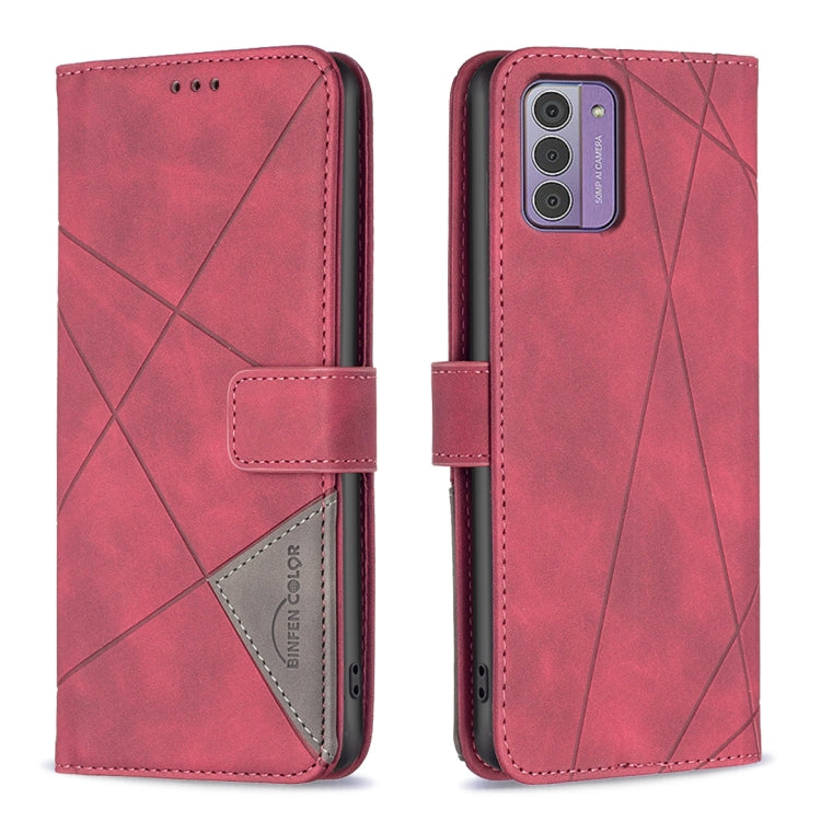 For Nokia G42 Magnetic Buckle Rhombus Texture Leather Phone Case(Red) - Nokia Cases by PMC TechLife | Online Shopping South Africa | PMC TechLife