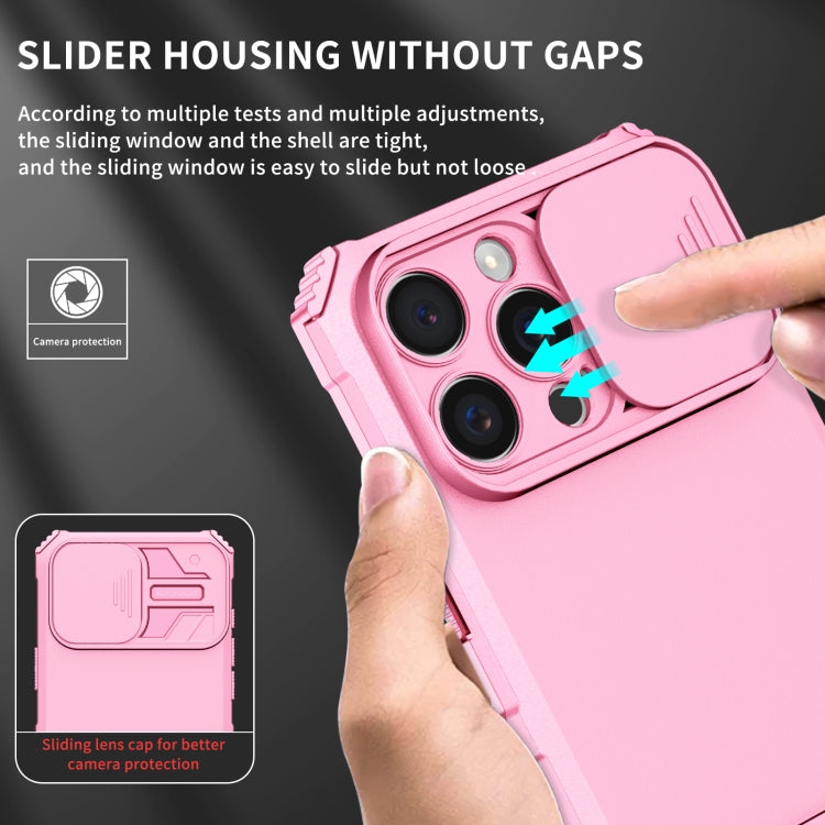 For iPhone 16 Pro Stereoscopic Holder Sliding Camshield Phone Case(Pink) - iPhone 16 Pro Cases by PMC TechLife | Online Shopping South Africa | PMC TechLife | Buy Now Pay Later Mobicred