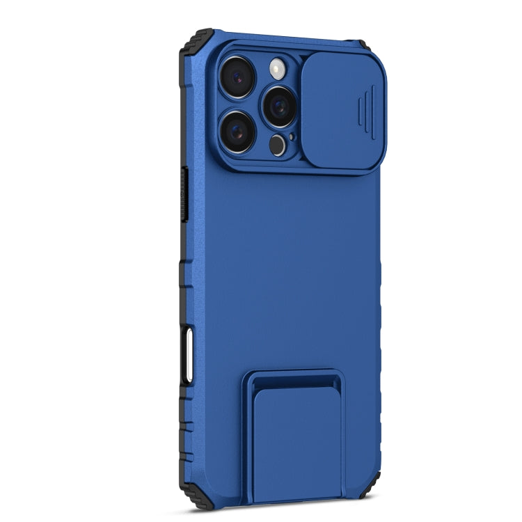 For iPhone 16 Pro Stereoscopic Holder Sliding Camshield Phone Case(Blue) - iPhone 16 Pro Cases by PMC TechLife | Online Shopping South Africa | PMC TechLife | Buy Now Pay Later Mobicred