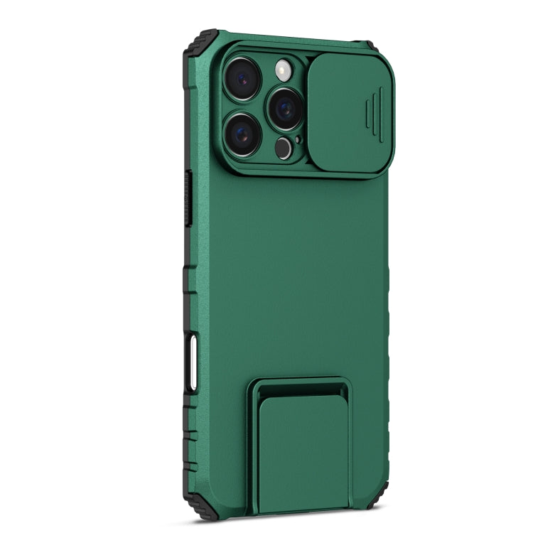 For iPhone 16 Pro Stereoscopic Holder Sliding Camshield Phone Case(Green) - free shipping - PMC TechLife - Order now!