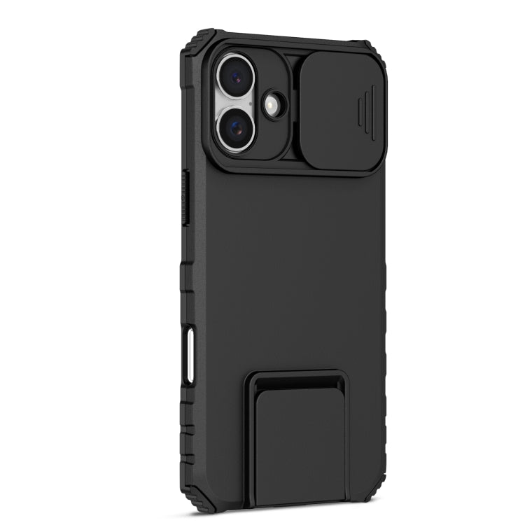 For iPhone 16 Stereoscopic Holder Sliding Camshield Phone Case(Black) - iPhone 16 Cases by PMC TechLife | Online Shopping South Africa | PMC TechLife | Buy Now Pay Later Mobicred