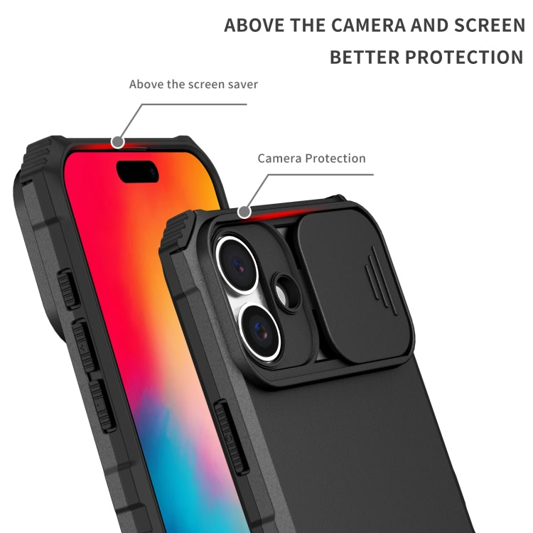 For iPhone 16 Stereoscopic Holder Sliding Camshield Phone Case(Black) - iPhone 16 Cases by PMC TechLife | Online Shopping South Africa | PMC TechLife | Buy Now Pay Later Mobicred