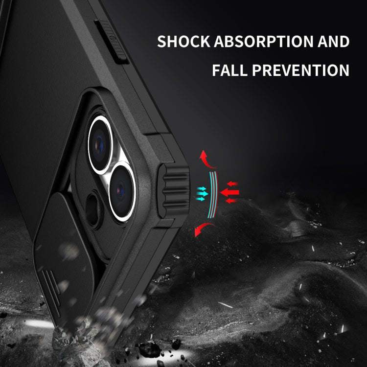 For iPhone 16 Stereoscopic Holder Sliding Camshield Phone Case(Black) - iPhone 16 Cases by PMC TechLife | Online Shopping South Africa | PMC TechLife | Buy Now Pay Later Mobicred
