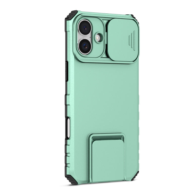 For iPhone 16 Stereoscopic Holder Sliding Camshield Phone Case(Light Blue) - iPhone 16 Cases by PMC TechLife | Online Shopping South Africa | PMC TechLife | Buy Now Pay Later Mobicred