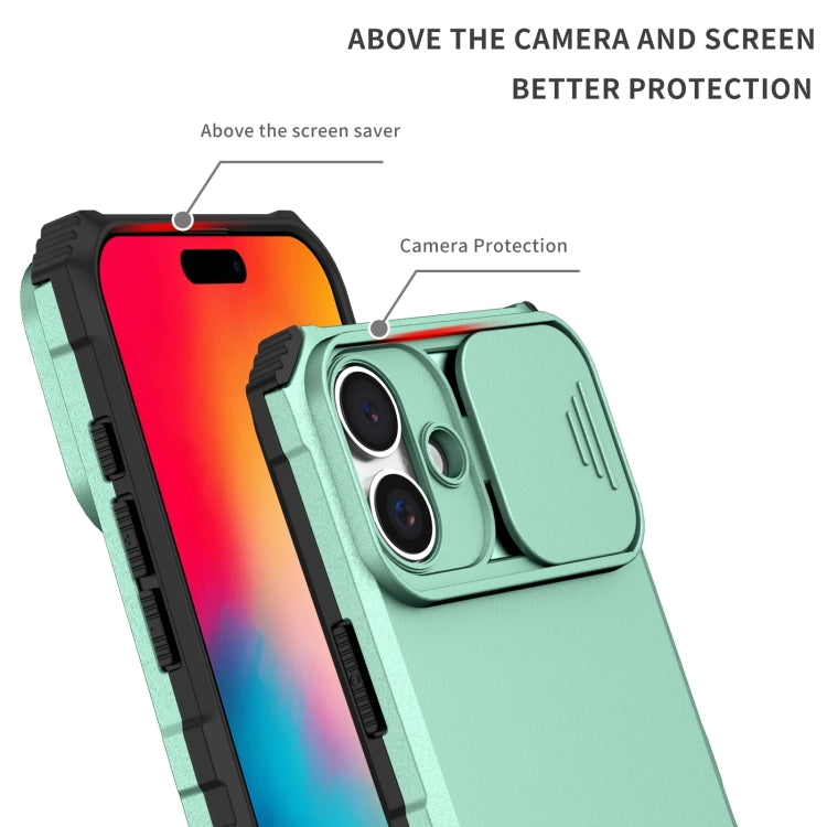 For iPhone 16 Stereoscopic Holder Sliding Camshield Phone Case(Light Blue) - iPhone 16 Cases by PMC TechLife | Online Shopping South Africa | PMC TechLife | Buy Now Pay Later Mobicred