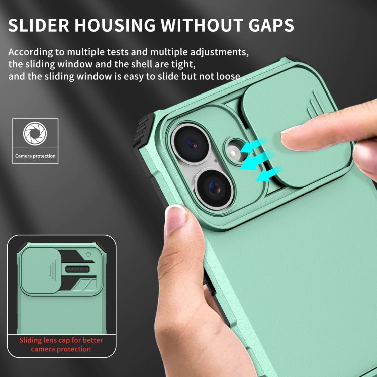 For iPhone 16 Stereoscopic Holder Sliding Camshield Phone Case(Light Blue) - iPhone 16 Cases by PMC TechLife | Online Shopping South Africa | PMC TechLife | Buy Now Pay Later Mobicred