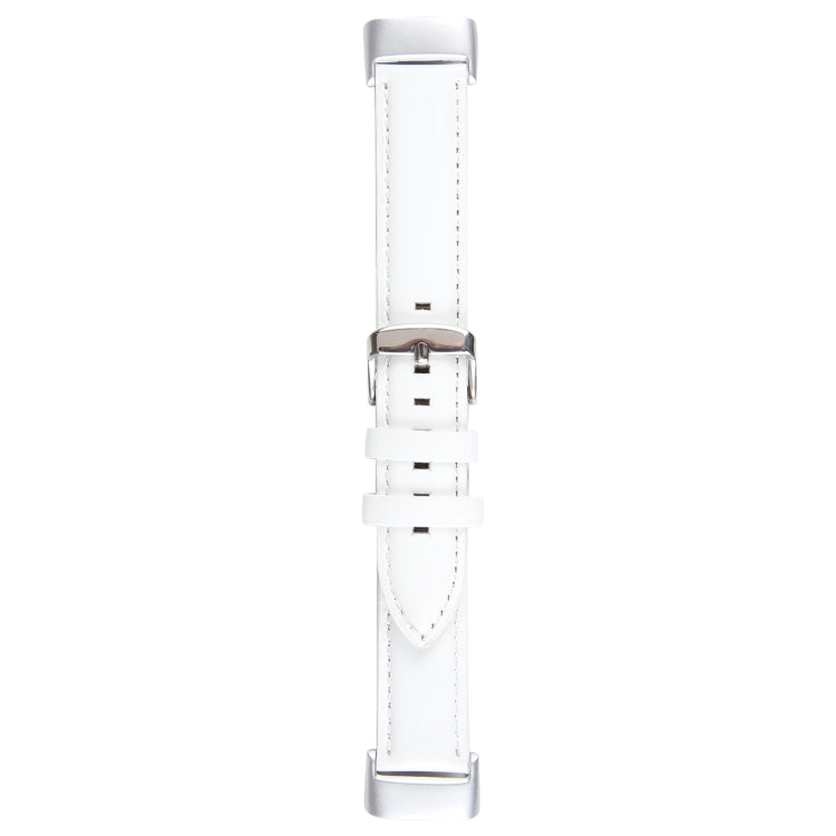 For Fitbit Charge 5 18mm Bamboo Joint Texture Genuine Leather Watch Band(White) - Watch Bands by PMC TechLife | Online Shopping South Africa | PMC TechLife | Buy Now Pay Later Mobicred