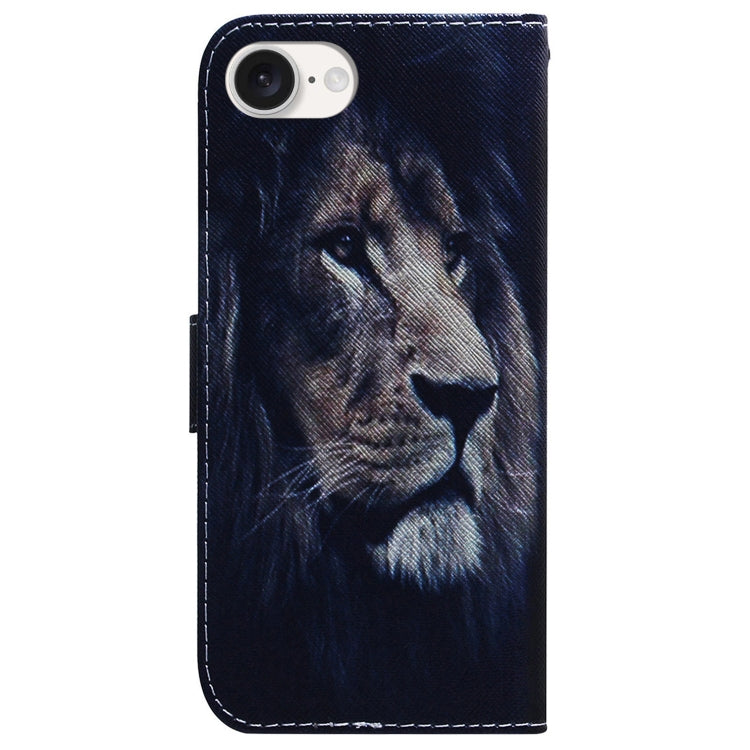 For iPhone 16e Coloured Drawing Flip Leather Phone Case(Lion) - iPhone 16e Cases by PMC TechLife | Online Shopping South Africa | PMC TechLife | Buy Now Pay Later Mobicred