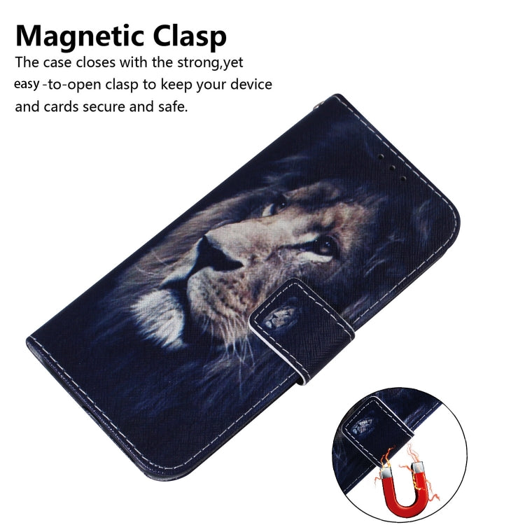 For iPhone 16e Coloured Drawing Flip Leather Phone Case(Lion) - iPhone 16e Cases by PMC TechLife | Online Shopping South Africa | PMC TechLife | Buy Now Pay Later Mobicred
