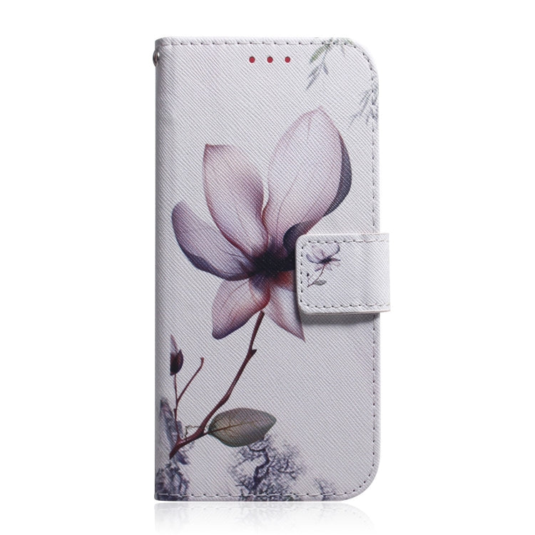 For iPhone 16e Coloured Drawing Flip Leather Phone Case(Magnolia) - iPhone 16e Cases by PMC TechLife | Online Shopping South Africa | PMC TechLife | Buy Now Pay Later Mobicred