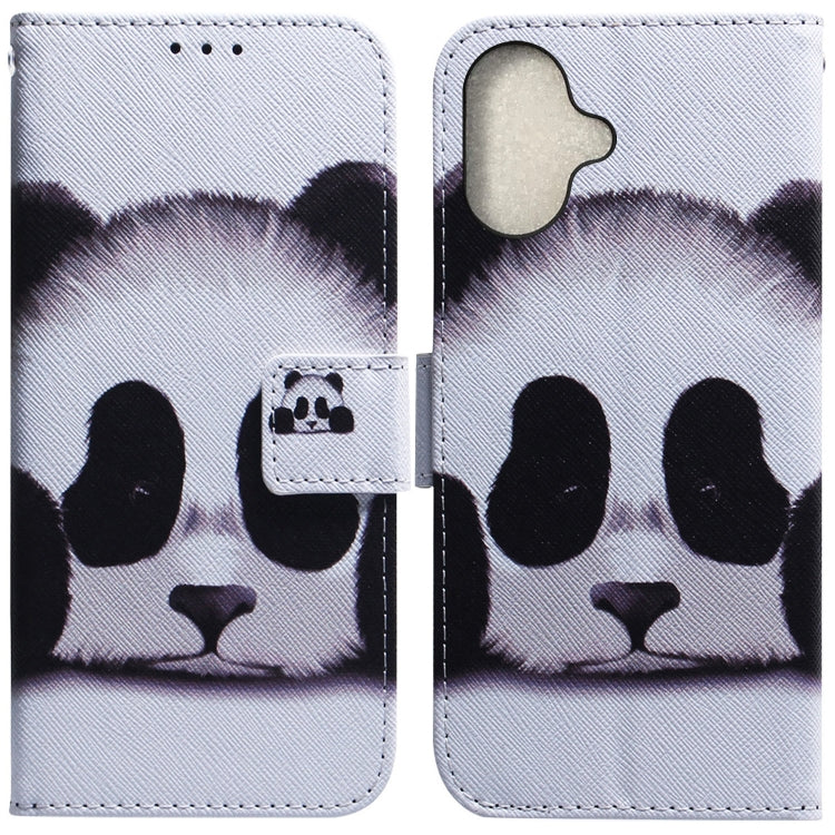 For iPhone 16 Plus Coloured Drawing Flip Leather Phone Case(Panda) - iPhone 16 Plus Cases by PMC TechLife | Online Shopping South Africa | PMC TechLife | Buy Now Pay Later Mobicred