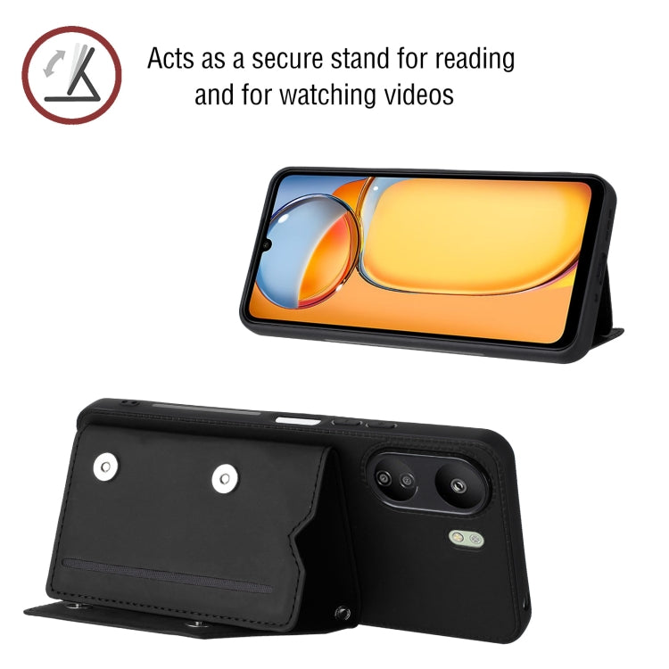 For Xiaomi Redmi 13C 4G / Poco C65 Skin Feel PU + TPU + PC Card Slots Phone Case(Black) - 13C Cases by PMC TechLife | Online Shopping South Africa | PMC TechLife | Buy Now Pay Later Mobicred