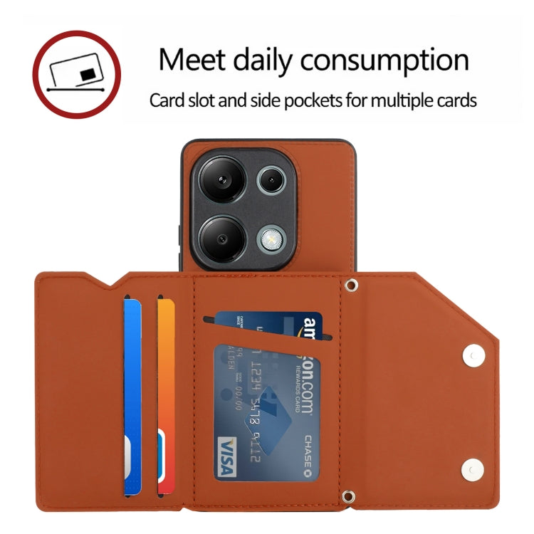 For Xiaomi Redmi Note 13 Pro 4G Global Skin Feel PU + TPU + PC Card Slots Phone Case(Brown) - Note 13 Cases by PMC TechLife | Online Shopping South Africa | PMC TechLife | Buy Now Pay Later Mobicred