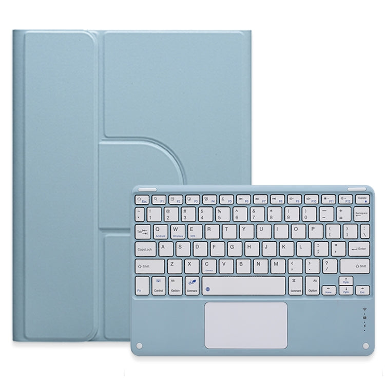 For iPad Air 2022 / iPad Pro 11 2021 Square Button 360 Degree Rotatable Bluetooth Keyboard Leather Case with Touchpad(Mist Blue) - Universal by PMC TechLife | Online Shopping South Africa | PMC TechLife