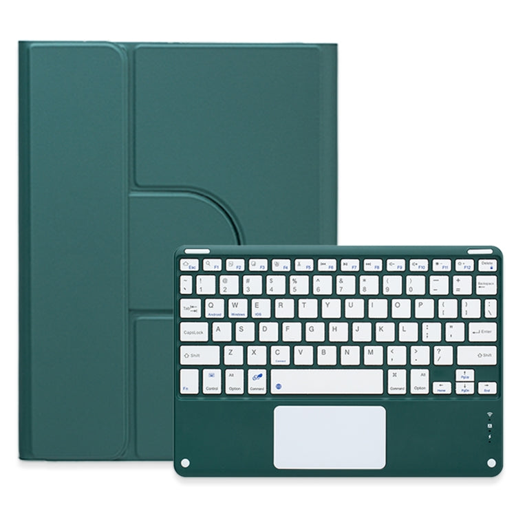 For iPad Air 2022 / iPad Pro 11 2021 Square Button 360 Degree Rotatable Bluetooth Keyboard Leather Case with Touchpad(Dark Green) - free shipping - PMC TechLife - Order now!