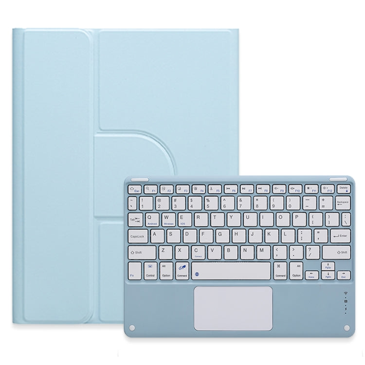 For iPad Air 2022 / iPad Pro 11 2021 Square Button 360 Degree Rotatable Bluetooth Keyboard Leather Case with Touchpad(Sky Blue) - free shipping - PMC TechLife - Order now!