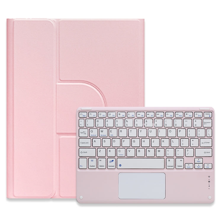 For iPad 10th Gen 10.9 2022 Square Button 360 Degree Rotatable Bluetooth Keyboard Leather Case with Touchpad(Pink) - Universal by PMC TechLife | Online Shopping South Africa | PMC TechLife