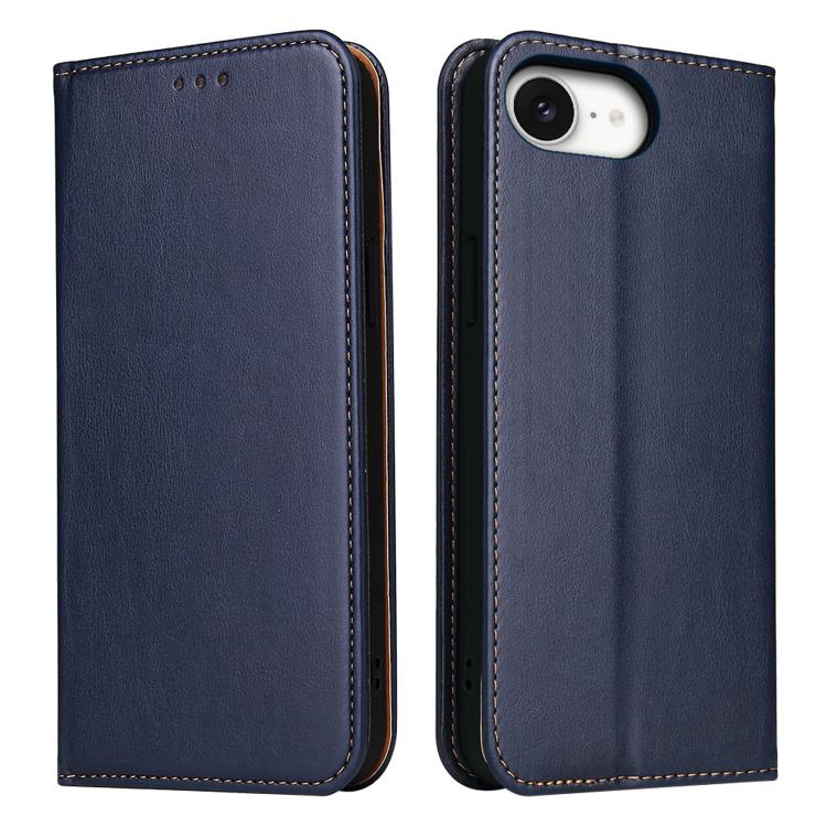 For iPhone 16e Fierre Shann PU Genuine Leather Texture Phone Case(Blue) - iPhone 16e Cases by FIERRE SHANN | Online Shopping South Africa | PMC TechLife | Buy Now Pay Later Mobicred
