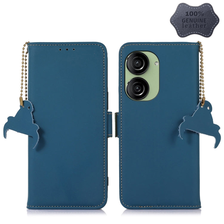 For Asus Zenfone 10 / Zenfone 9 Genuine Leather Magnetic RFID Leather Phone Case(Blue) - ASUS Cases by PMC TechLife | Online Shopping South Africa | PMC TechLife | Buy Now Pay Later Mobicred