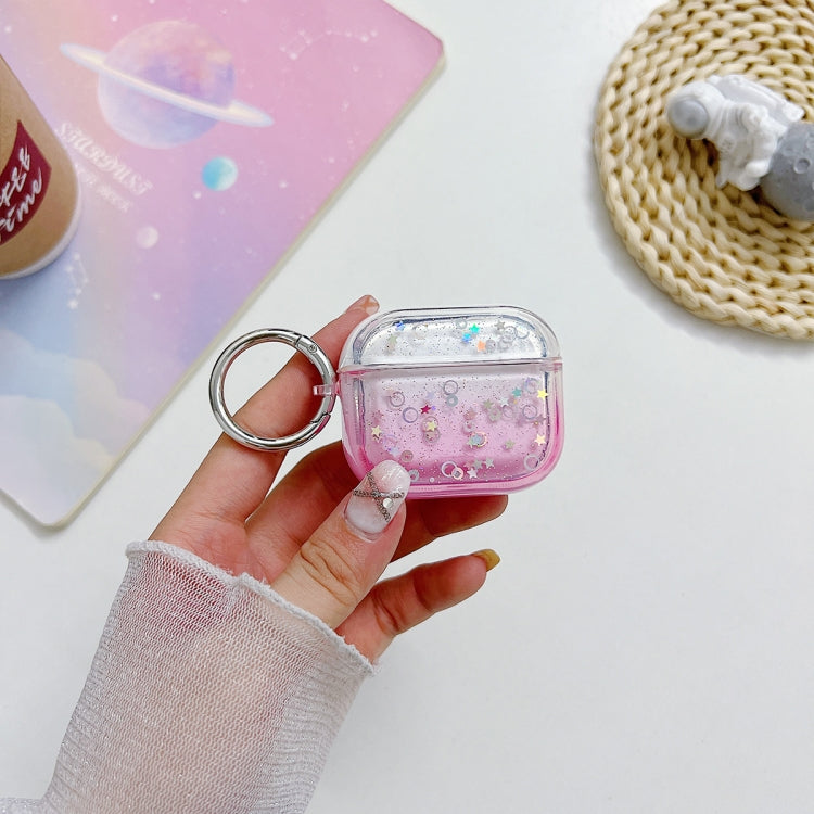 For AirPods Pro Transparent Glitter Bluetooth Earphone Protective Case(Pink) - For AirPods Pro by PMC Jewellery | Online Shopping South Africa | PMC Jewellery | Buy Now Pay Later Mobicred