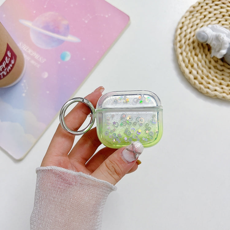 For AirPods Pro 2 Transparent Glitter Bluetooth Earphone Protective Case(Green) - For AirPods Pro 2 by PMC Jewellery | Online Shopping South Africa | PMC Jewellery | Buy Now Pay Later Mobicred