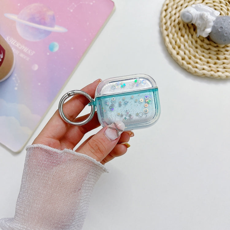 For AirPods Pro 2 Transparent Glitter Bluetooth Earphone Protective Case(Sky Blue) - For AirPods Pro 2 by PMC Jewellery | Online Shopping South Africa | PMC Jewellery | Buy Now Pay Later Mobicred