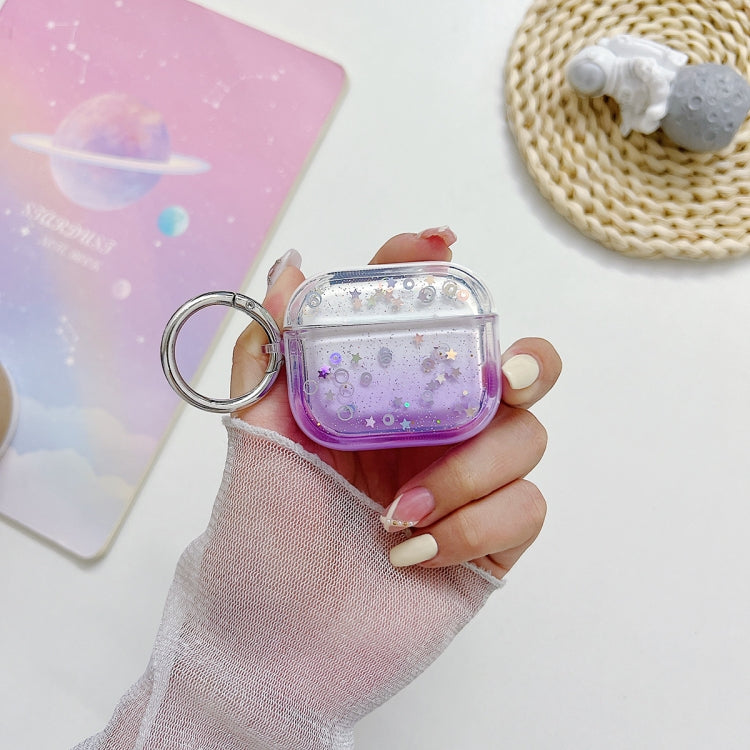 For AirPods Pro 2 Transparent Glitter Bluetooth Earphone Protective Case(Purple) - For AirPods Pro 2 by PMC Jewellery | Online Shopping South Africa | PMC Jewellery | Buy Now Pay Later Mobicred