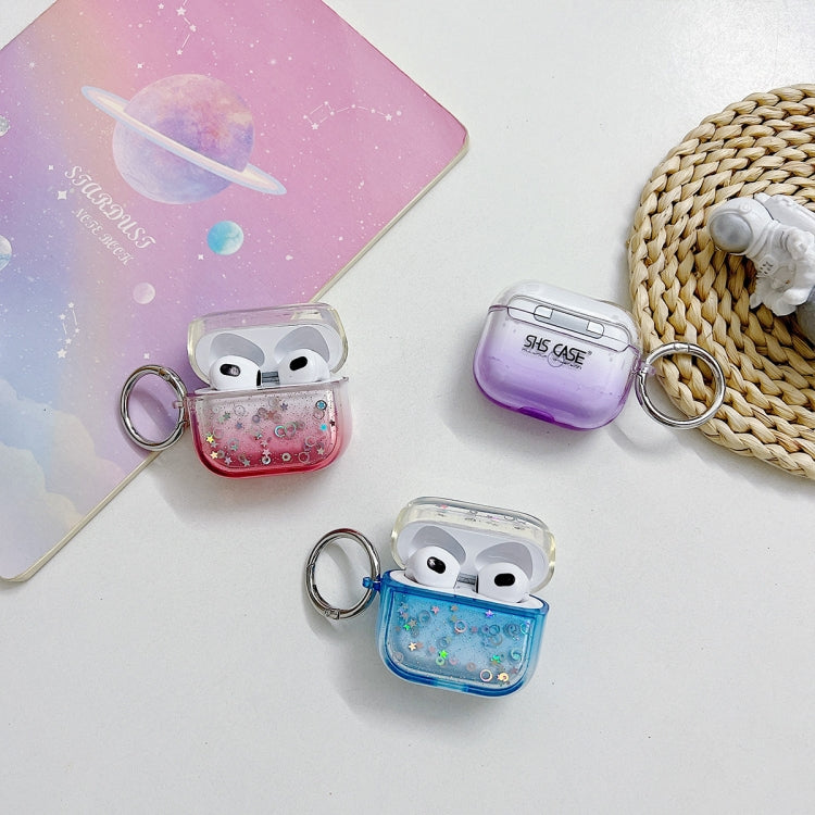 For AirPods Pro Transparent Glitter Bluetooth Earphone Protective Case(Dark Blue) - For AirPods Pro by PMC Jewellery | Online Shopping South Africa | PMC Jewellery | Buy Now Pay Later Mobicred