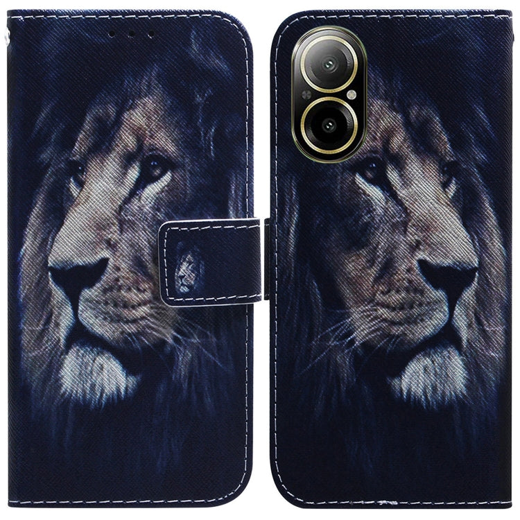 For Realme C67 4G Global Coloured Drawing Flip Leather Phone Case(Lion) - C67 Cases by PMC TechLife | Online Shopping South Africa | PMC TechLife | Buy Now Pay Later Mobicred