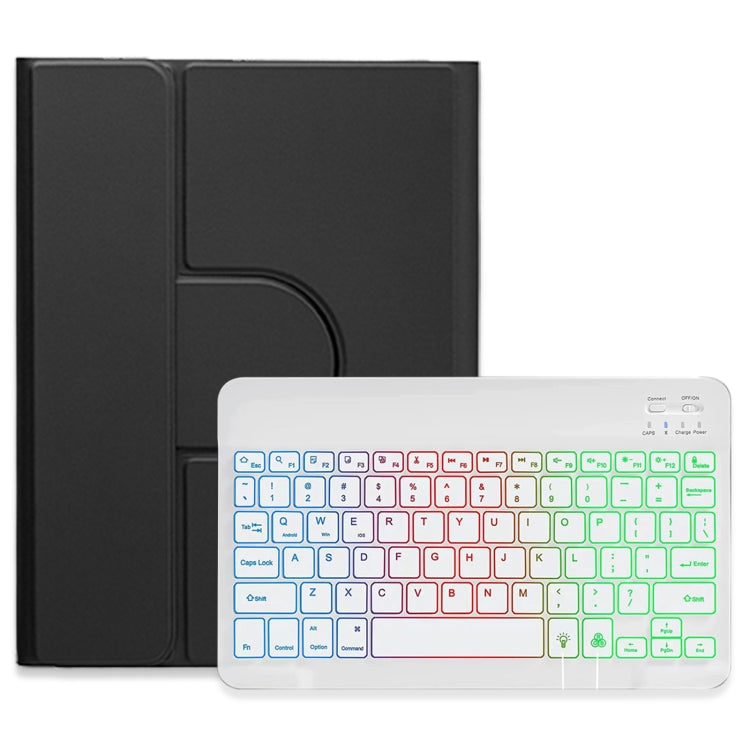 For iPad 10th Gen 10.9 2022 Three-color Backlight White 360 Degree Rotatable Bluetooth Keyboard Leather Case(Black) - Universal by PMC TechLife | Online Shopping South Africa | PMC TechLife