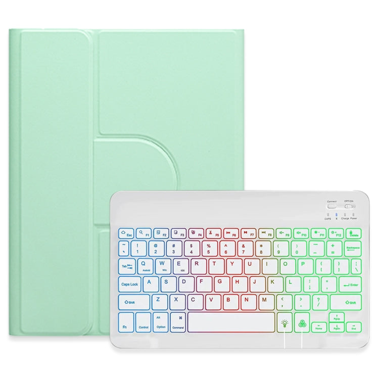 For iPad Air 2022 / iPad Pro 11 2021 Three-color Backlight White 360 Degree Rotatable Bluetooth Keyboard Leather Case(Mint Green) - Universal by PMC TechLife | Online Shopping South Africa | PMC TechLife