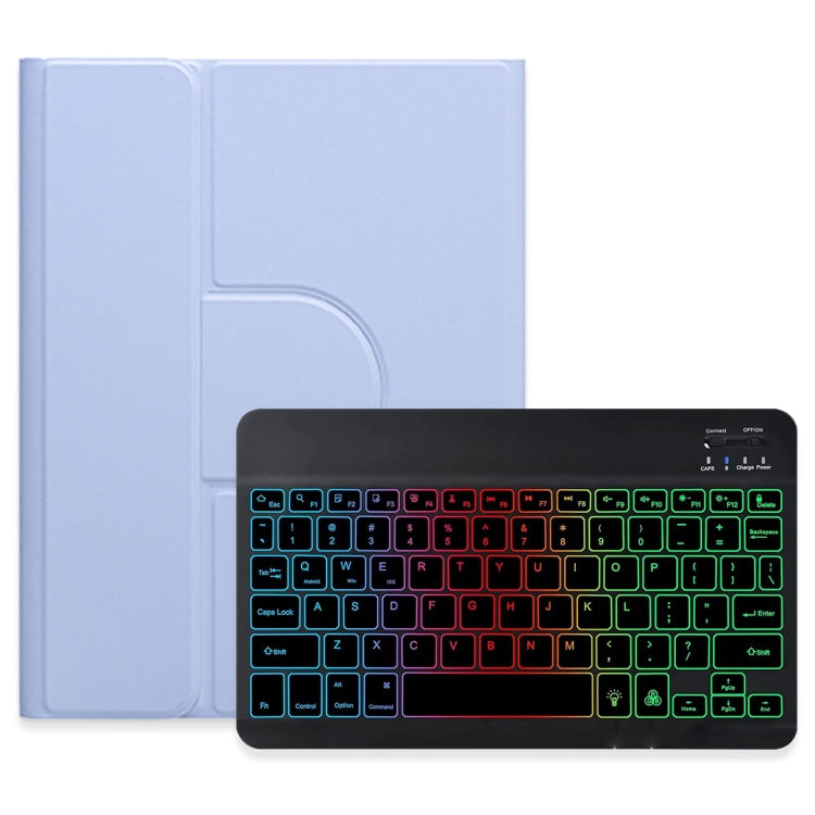 For iPad 10th Gen 10.9 2022 Three-color Backlight Black 360 Degree Rotatable Bluetooth Keyboard Leather Case(Light Purple) - Universal by PMC TechLife | Online Shopping South Africa | PMC TechLife
