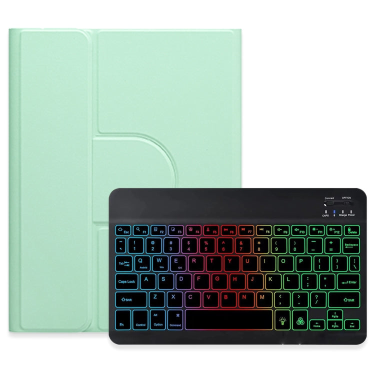 For iPad Air 2022 / iPad Pro 11 2021 Three-color Backlight Black 360 Degree Rotatable Bluetooth Keyboard Leather Case(Mint Green) - Universal by PMC TechLife | Online Shopping South Africa | PMC TechLife