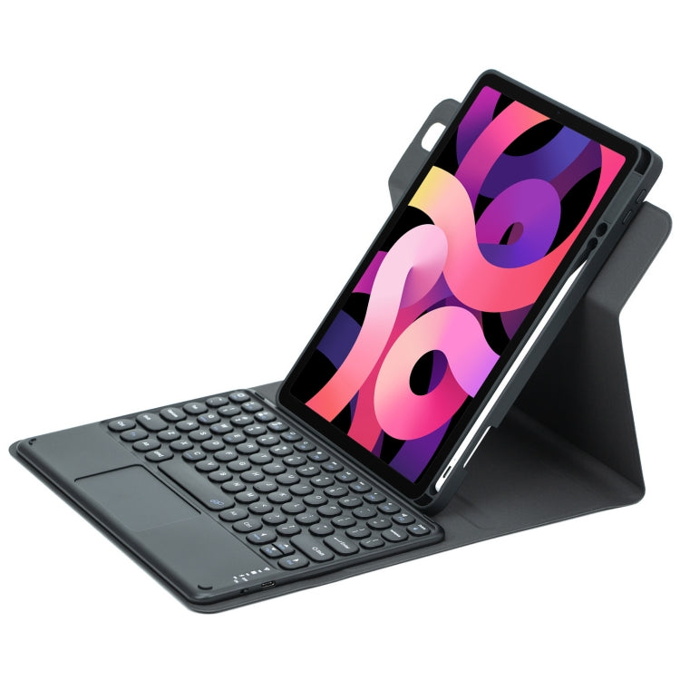 For iPad Air 2022 / iPad Pro 11 2021 Round Button 360 Degree Rotatable Bluetooth Keyboard Leather Case with Touchpad(Black) - Universal by PMC TechLife | Online Shopping South Africa | PMC TechLife