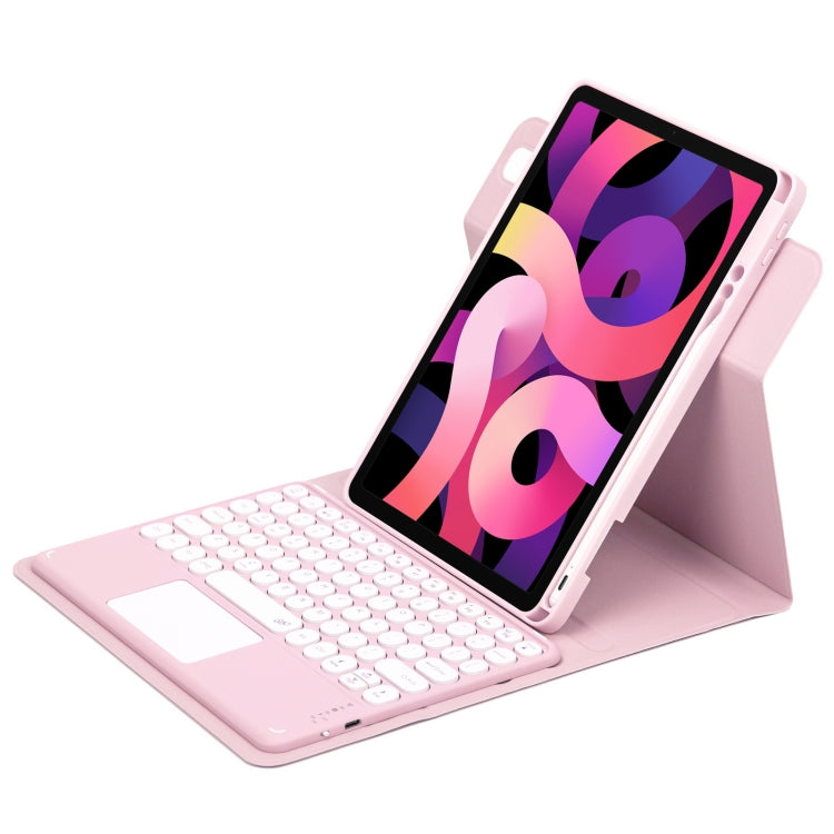 For iPad Air 2022 / iPad Pro 11 2021 Round Button 360 Degree Rotatable Bluetooth Keyboard Leather Case with Touchpad(Pink) - Universal by PMC TechLife | Online Shopping South Africa | PMC TechLife